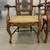 Pair of vintage country French walnut rush bottom arm chairs 2 thumbnail