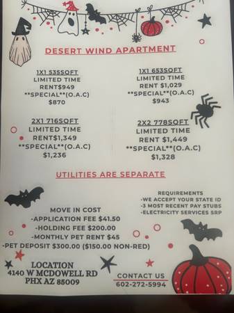 $949 / 1br - 535ft2 - Desert Wind Aparments (Phoenix)64024995079297124