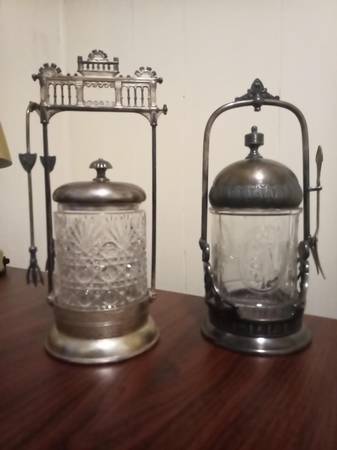 Vintage Pickle Jars (2) from 1890s? Reed and Barton, Silver Plate Co. 1