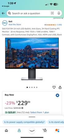 Dell p2419H computer monitor new in box  two available! Costs 250$ on Amazon - $150 (Deerfield Beach)63469939036163124