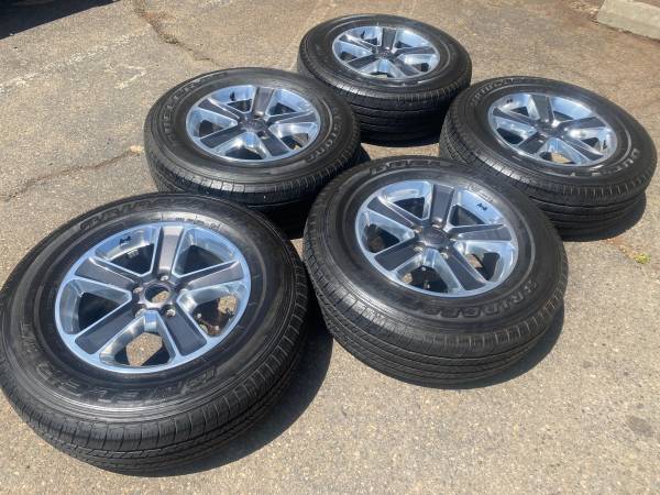 Factory 18" Polished Jeep Wrangler 5-lug rims & Bridgestone tires ~ - $54063471027031681123