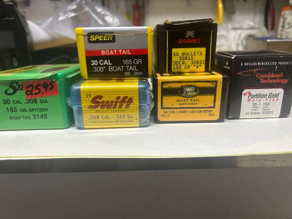 30cal for reloading, Nosler, Speer, Barnes, Sierra &Swift 1