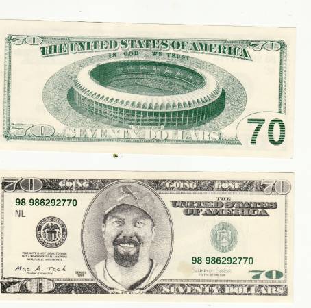 1998 Mark McGwire 70 Home Runs dollar bill 1