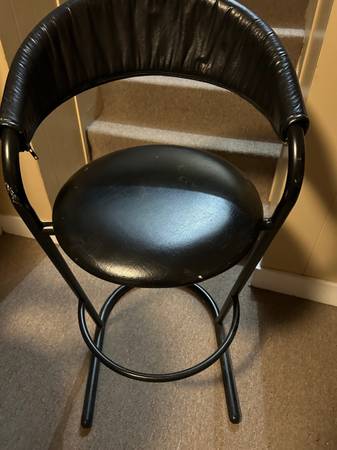 Black Metal and Padded Stool 1