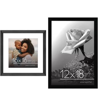 Americanflat Engineered Wood 16x16 & 12x18 Black Photo Frames Bundle with Polish 1