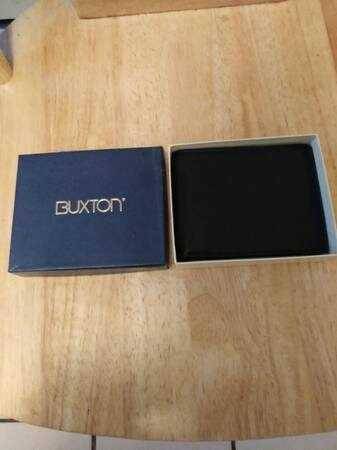 BRAND NEW BUXTON MEN'S BLACK LEATHER WALLET 1