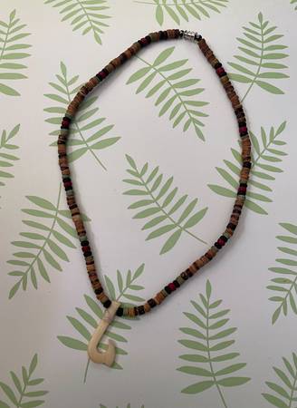 18 in long fishhook beaded necklace men's women's unisex Surfer beach 1