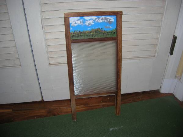 Vintage Clothes Hand Wash Board with Painted Art 1