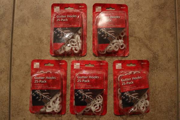 Five 25-Pack Gutter Hooks for Christmas Lights New 1