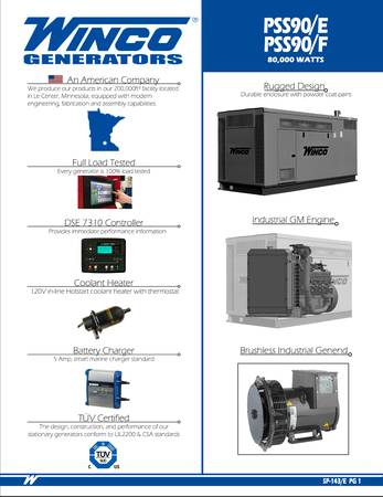 Winco PSS90-E Generator 80K watts 1