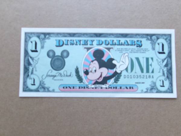 FIVE-1989 DISNEY DOLLARS 1