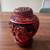 Vintage Chinese Cinnabar Covered Ginger Jar Ornate Floral Red Enamel 5 1 thumbnail