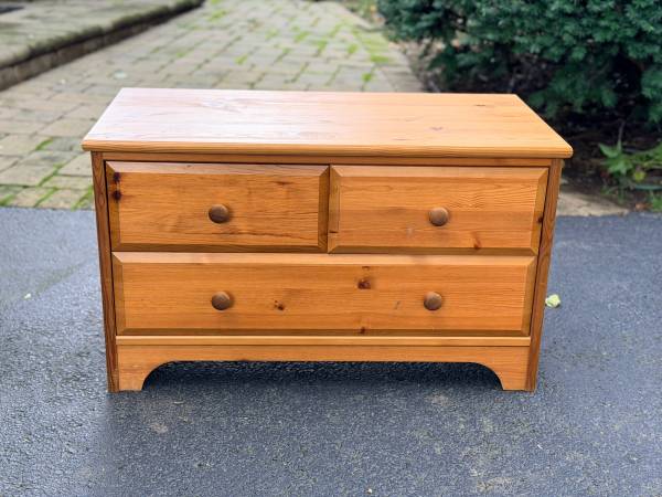 Vintage IKEA Solid Pine 3-Drawer Low Chest – 1990s 1