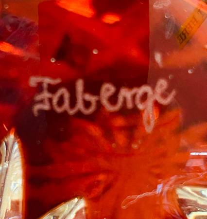 Signed “FABERAGE” Red cut Crystal small bowl candle holder 1
