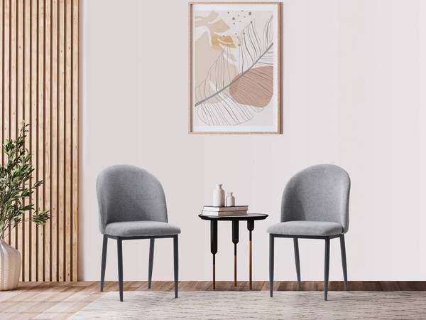 Dining Chairs, Gray Fabric, Set of 2 1