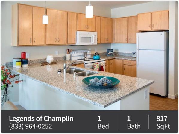 $1,425 / 1br - 817ft2 - Beautiful location with privacy & comfort. Age restrictions apply. (Champlin)63990381846658122