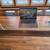 Solid walnut dining table, Tiger Oak Farm Table and Glass top Desk for 2 thumbnail