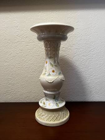 ONE Hand Painted Candlestick 13" Tall Tracy Porter Pastel Colors w Whi 1