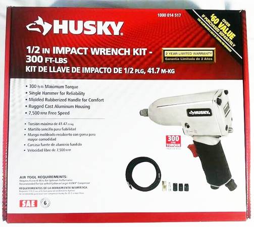 Husky 1/2 in Impact Wrench Kit NEW 1