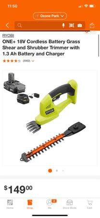 Ryobi 18 volt grass shear and shrubber trimmer 1