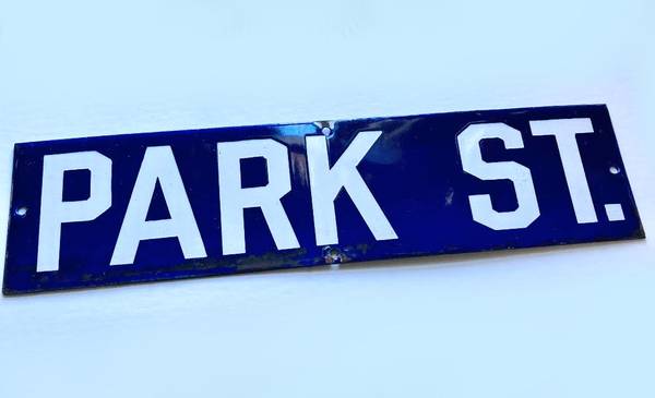 Antique 1920s Americana Porcelain Street Sign 1