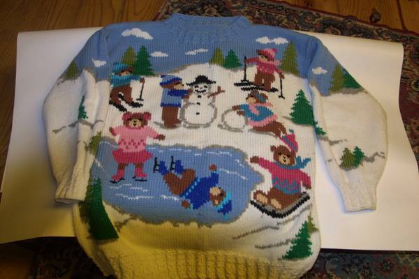 Sweater-Hand Knitted & hand Embroidered,Winter wonderland 1