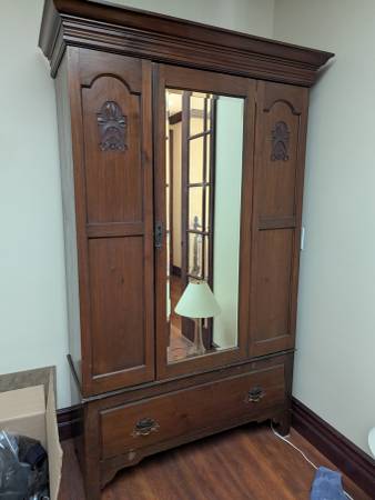 Antique Silky Oak Wardrobe 1
