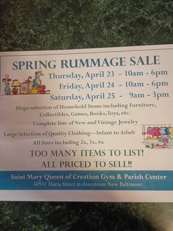 SPRING  RUMMAGE SALE (New Baltimore)