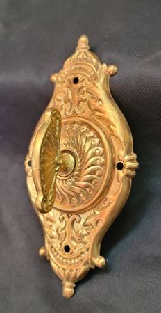 Restored Ornate Victorian Door Bell Turn & Backplate 5 3/8"2 3/4" 1