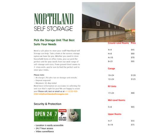 $50 / 114ft2 - Northland Self Storage - units available now! (Cedar Rapids)63611894252033123
