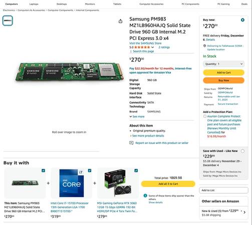 SSDs empresariales Samsung de 1 TB (nuevos sin usar) - $7563471023579777122