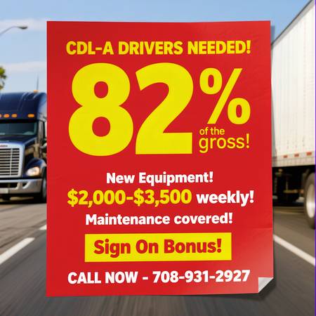 💰 CDL-A DRIVERS: $2000-$3500/WEEK – START FAST – NEW TRUCKS💰 1