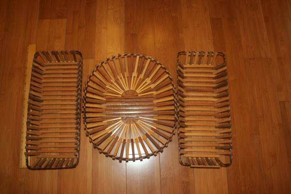 3 Vintage Wood Slat Baskets 1