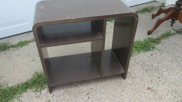 small solid wooden shelf painted brown 1