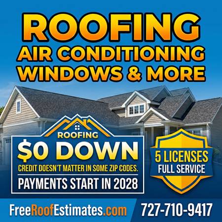 ⭐FreeRoofEstimates.com 727-710-9417 Roofing, AC, Windows and more 1