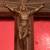 VINTAGE SOLID WOOD &BRASS CROSS / BRASS INLAY /CHRIST/RELIGIOUS / 3 thumbnail