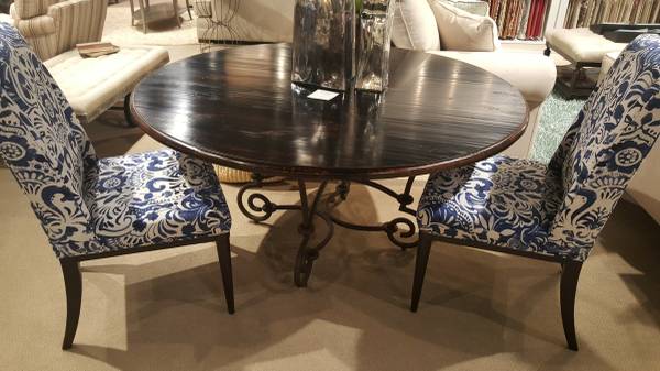 🌸ROUND DINING TABLE IRON SCRAPED WOOD $2000 RETAIL NEW NEED GONE ASAP 1
