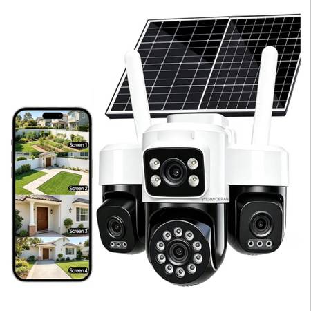 ☆ 4-Lens Solar Security Cameras Outdoor,4G Cameras for Home Security,3 1