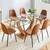 Glass Dining Room Table w/ 8 Brown Suede Chairs (Brand New) 1 thumbnail