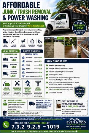 🚛Cheap Junk Removal • Power Washing • Handyman• Moving •Painting🚛 1