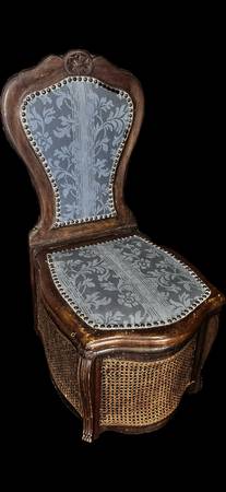Antique Victorian COMMODE CHAIR Caned Skirt 1