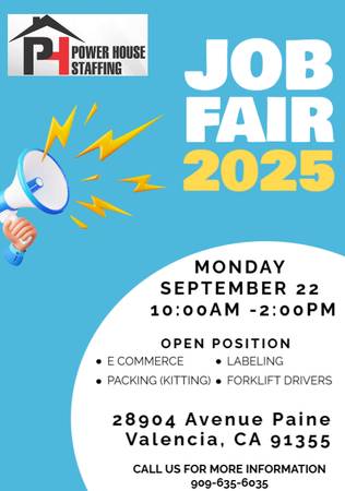JOB FAIR Warehouse General Labor & Forklift Operators 1