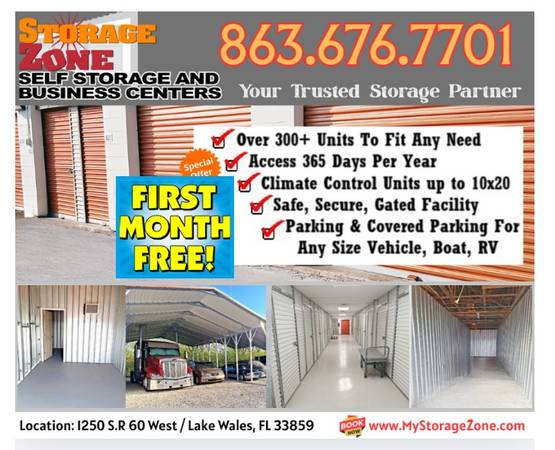$40 NEED TO STORE THOSE HOLIDAY ITEMS --> STORAGE ZONE LAKE WALES (lake wales)64149652794369123