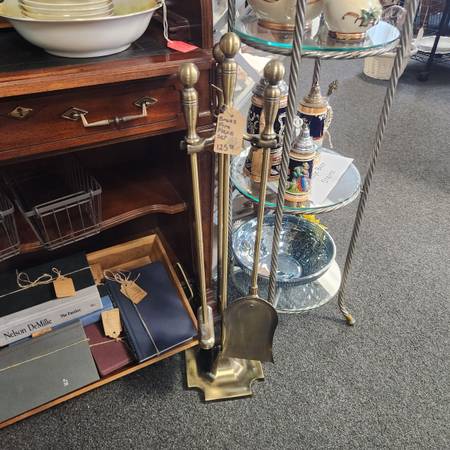 Reduced! Solid Brass Fireplace Set 1