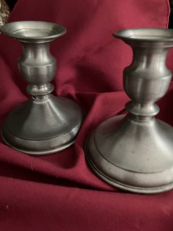 Pewter candle holders 1