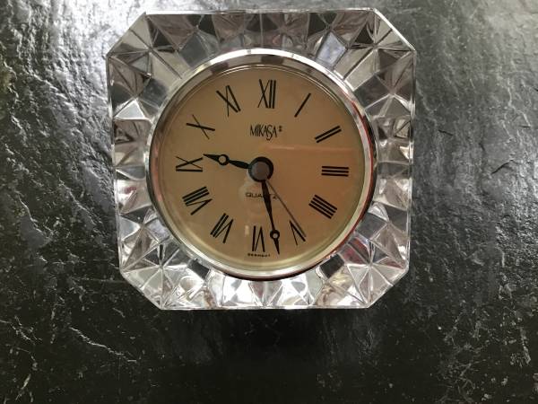 Mikasa Crystal Clock Roman Numerals 3 /12" x 3 1/2" 1