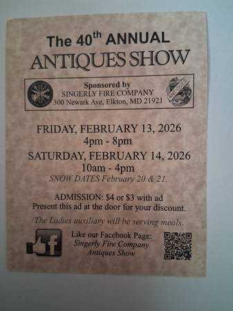 40th Annual Antiques Show at Singerly Fire Hall 1