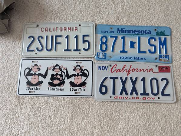 License Plates california 1990 2016 minnesota monkey see funny art met 1
