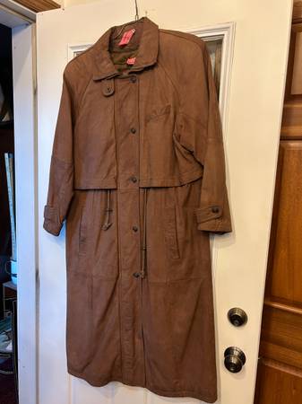 Women's Brown Leather Full Length Coat MEDIUM  Wilsons 1