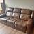 Haverty’s Brown Leather Power Reclining Sofa With Drop-Down Comsole 1 thumbnail